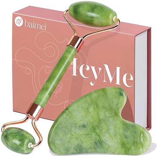 BAIMEI IcyMe Gua Sha & Jade Roller Facial Tools Face Roller and Gua Sha Set for Puffiness and Redness Reducing Skin Care Routine, Self Care Gift Beauty & Personal Care BAIMEI