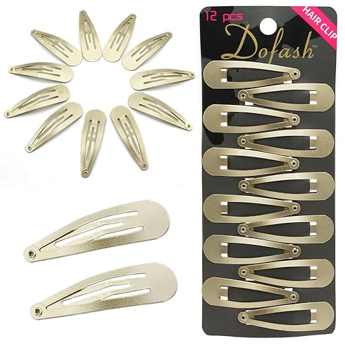 Dofash Snap Hair Clips Metal Grips 5CM/2 IN Barrettes for Thin Hair Basic Hair Accessories Hair Barrettes 12PCS (Blonde) Beauty & Personal Care Dofash