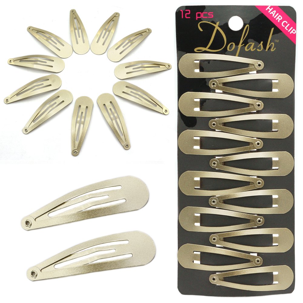 Dofash Snap Hair Clips Metal Grips 5CM/2 IN Barrettes for Thin Hair Basic Hair Accessories Hair Barrettes 12PCS (Blonde) Beauty & Personal Care Dofash