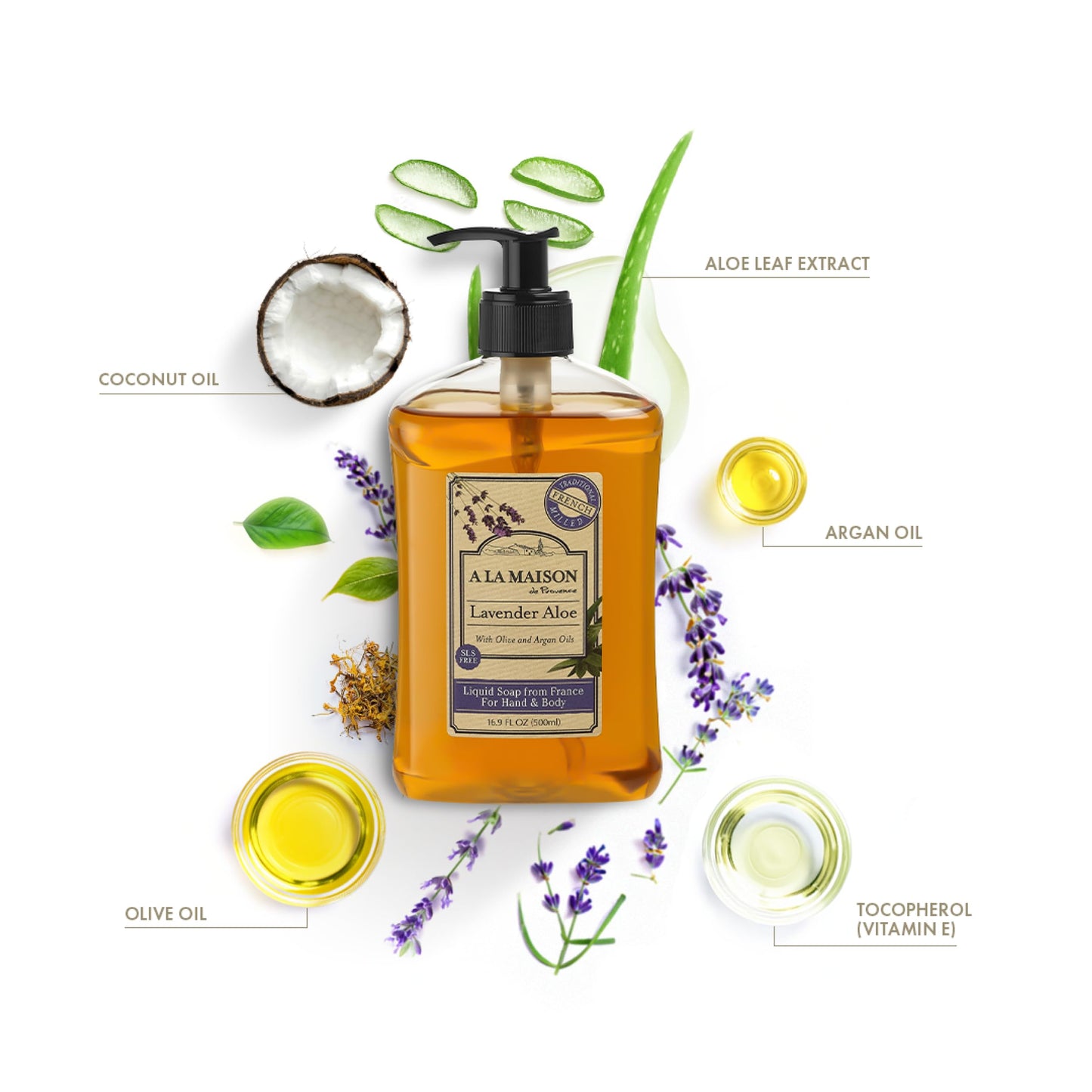 A LA MAISON Lavender Aloe French Liquid Hand Soap - Natural Hand Wash Made with Essential Oils - Biodegradable, Plant-Based, Vegan, Cruelty-Free Beauty & Personal Care A LA MAISON