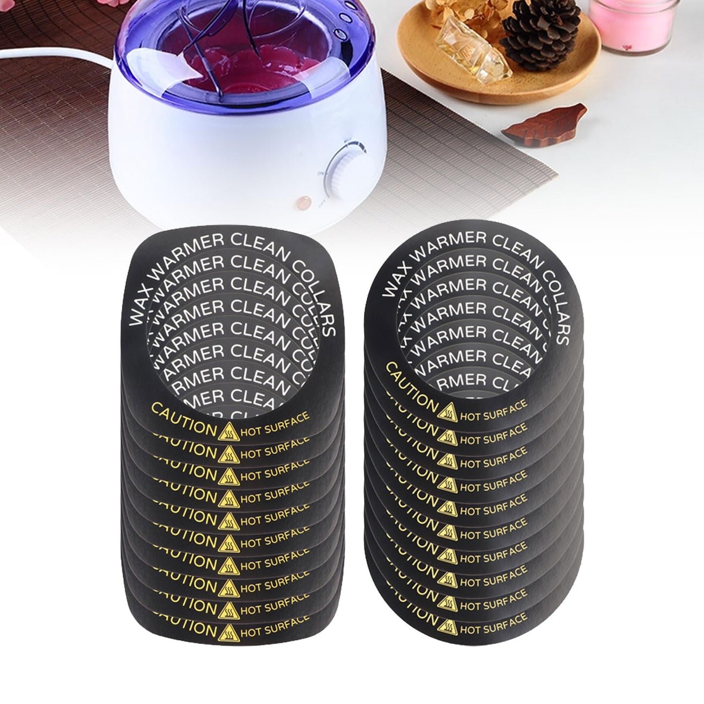 100pcs Wax Collars for Wax Pot, Disposable Wax Warmer Liners, 50pcs Round+50pcs Quadrate Wax Warmer Collars Compatible with Most Wax Heaters Beauty and Personal Care ZJchao