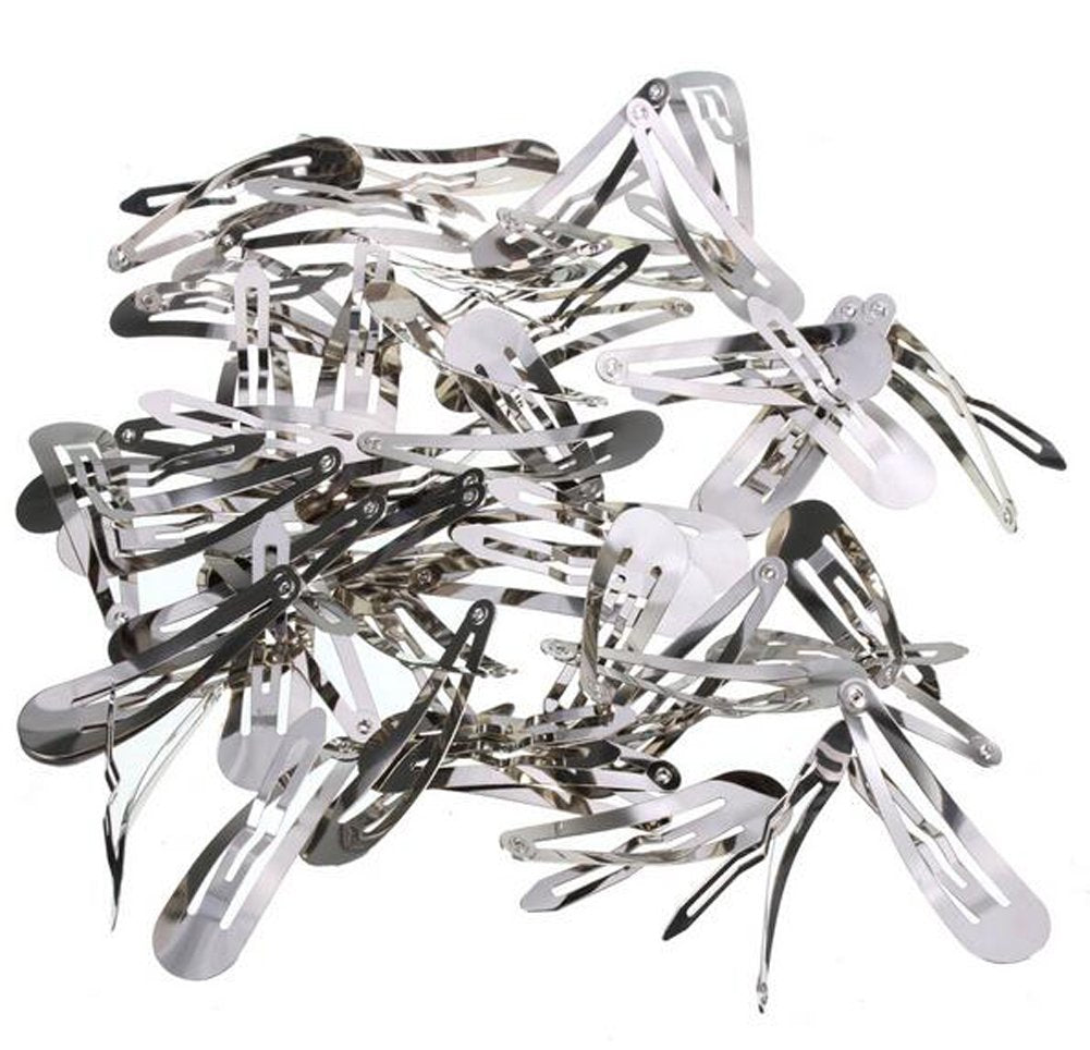 Metal Silver 50 Pcs Mini Small 30mm Snap Hair Clips Hair pins Hair Barrettes Hair Accessories Beauty & Personal Care Pinklife
