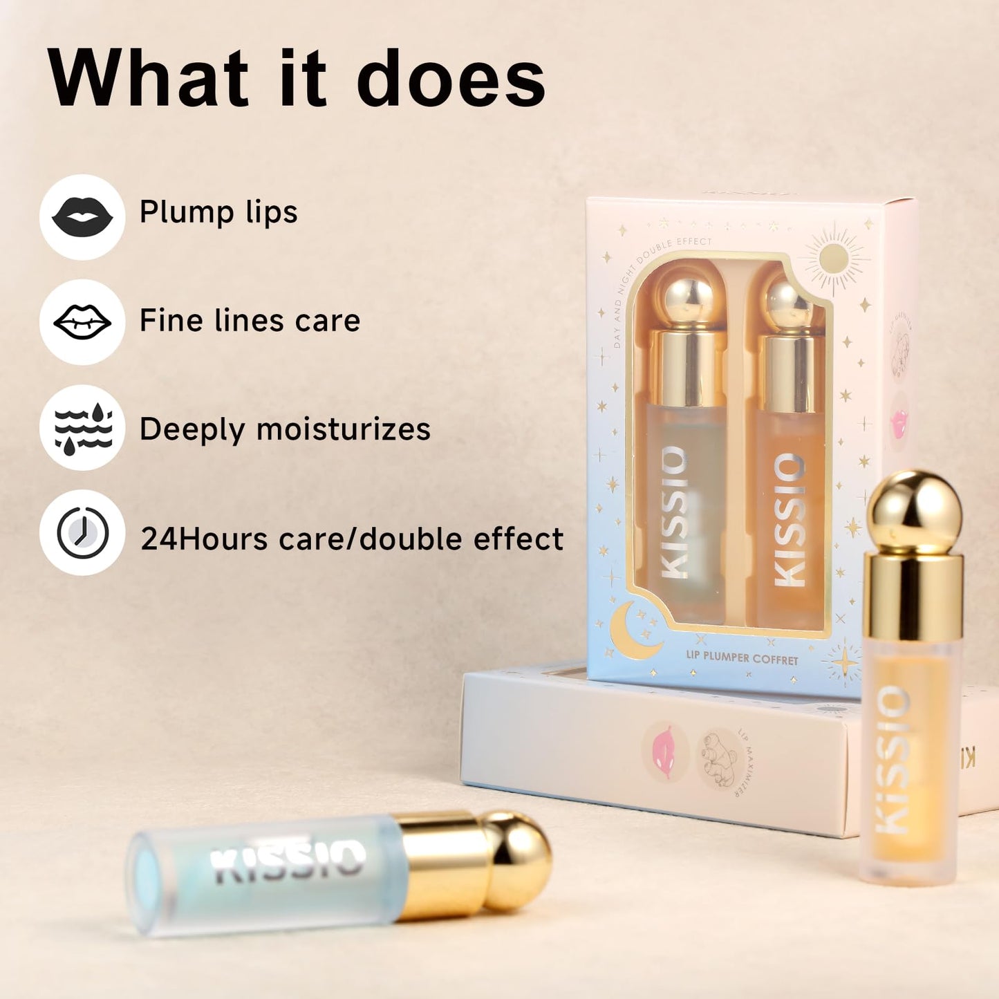 KISSIO Plumping Lip Gloss,Plumping,Moisturize and Elasticity,Lip Plumper and Lip Care for Day and Night Use,with Ginger,Peppermint and Jojoba Beauty and Personal Care KISSIO