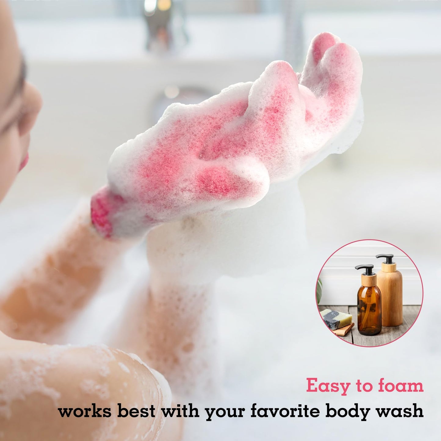 Evridwear Exfoliating Glove Shower Gloves Exfoliate Dead Skin for Dry Sensitive Skin No Irritation with Hanging Loop Beauty & Personal Care Evridwear