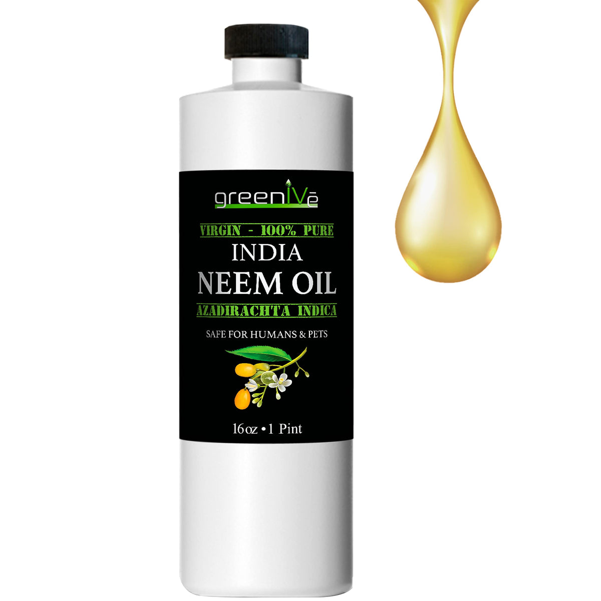 GreenIVe Neem Oil - Cold-Pressed for Plants, Hair & Skin 16 Oz