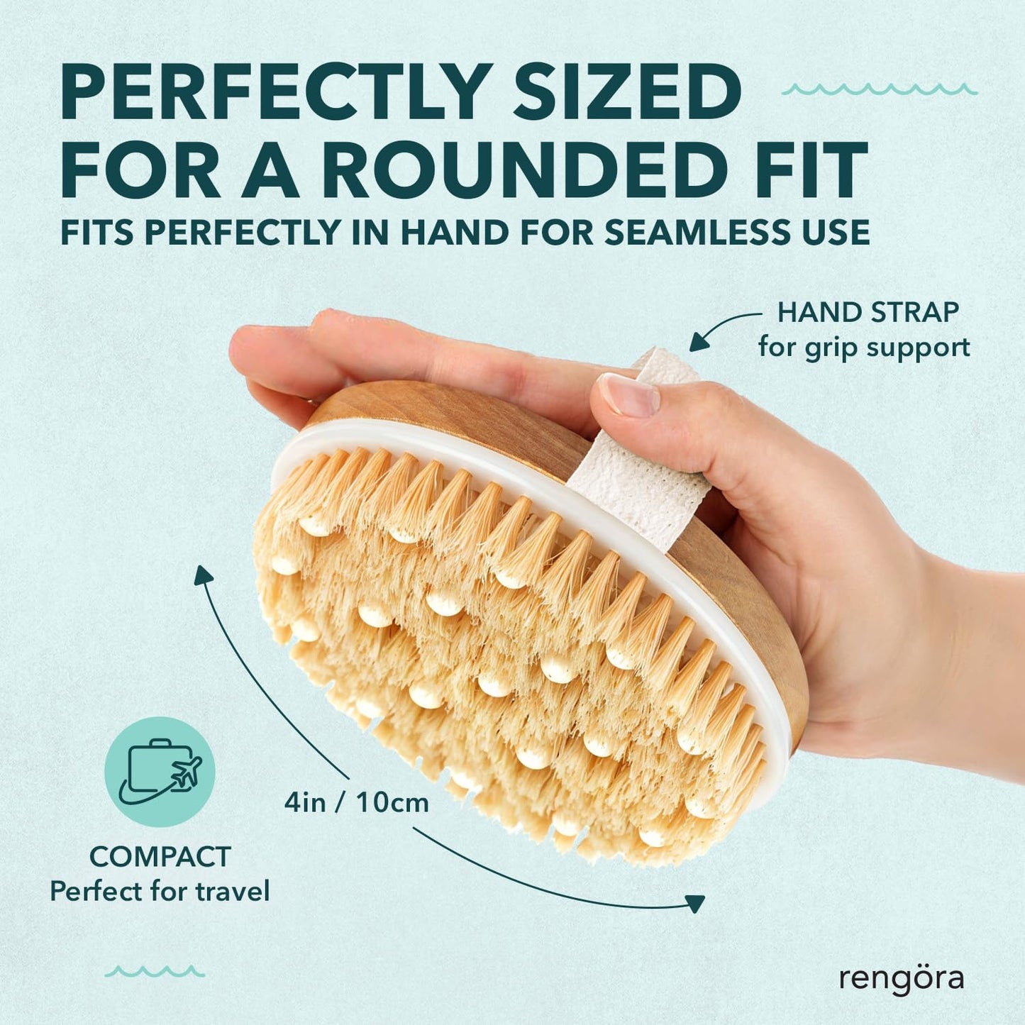 Dry Body Brush for Exfoliating - Natural Bamboo Skin Scrubber with Premium Bristles, Lymphatic Dry Brushing Body Brush for Showering, Exfoliating Tool Beauty and Personal Care rengöra