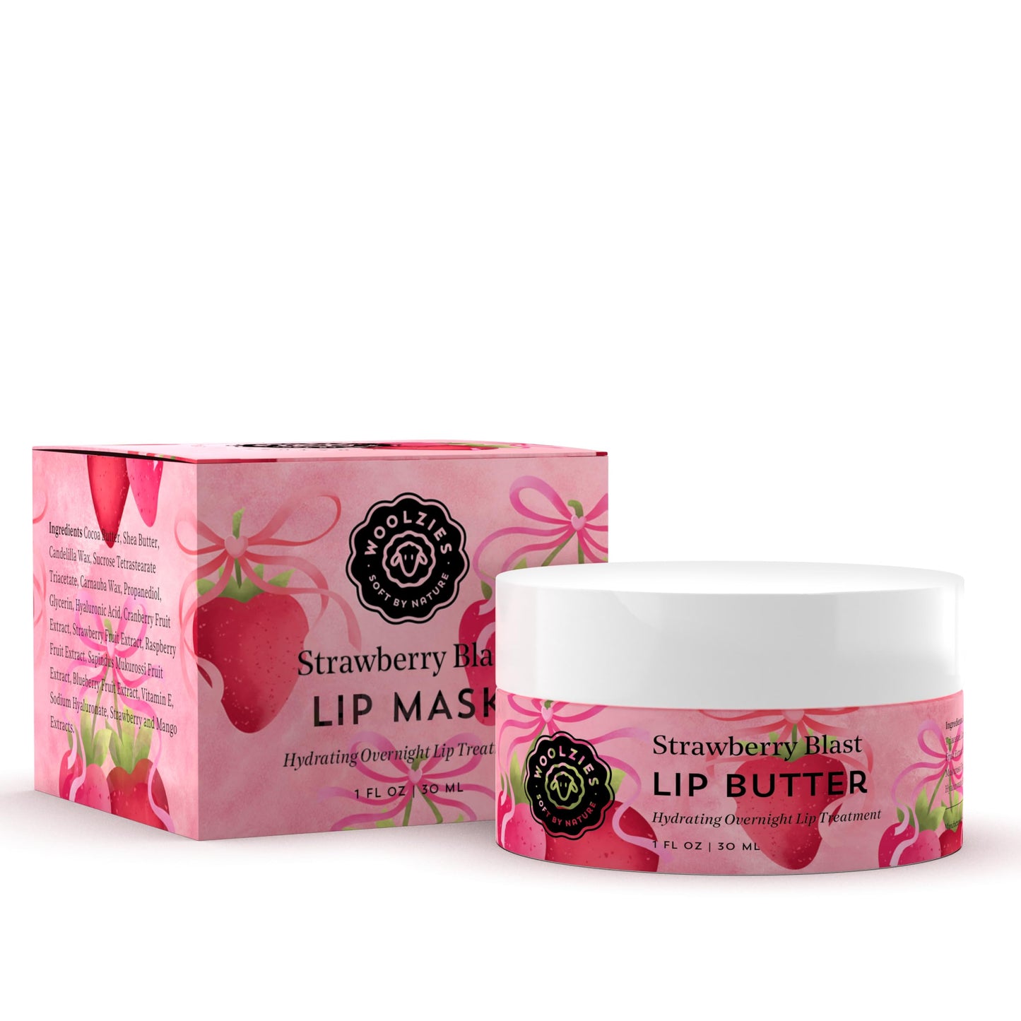 Hydrating Lip Mask with Hyaluronic Acid - Overnight Treatment for Soft, Smooth Lips - Shea Butter, Vitamin E & Natural Oils - 1 oz Jar (1 Ounce Beauty and Personal Care Woolzies