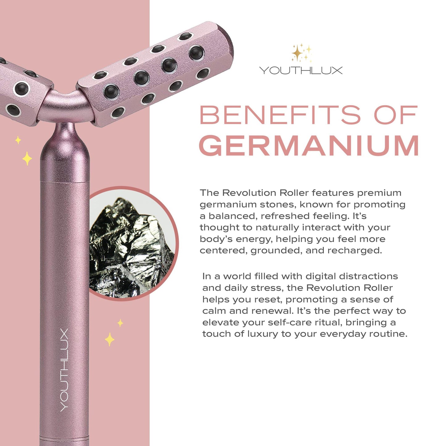 YOUTHLUX Revolution Roller - Germanium Stone Uplifting Face/Body Beauty Massage Tool/Roller/Wand for Skin Tightening/Firming, De-Puffing, Anti-Aging Beauty & Personal Care YOUTHLUX