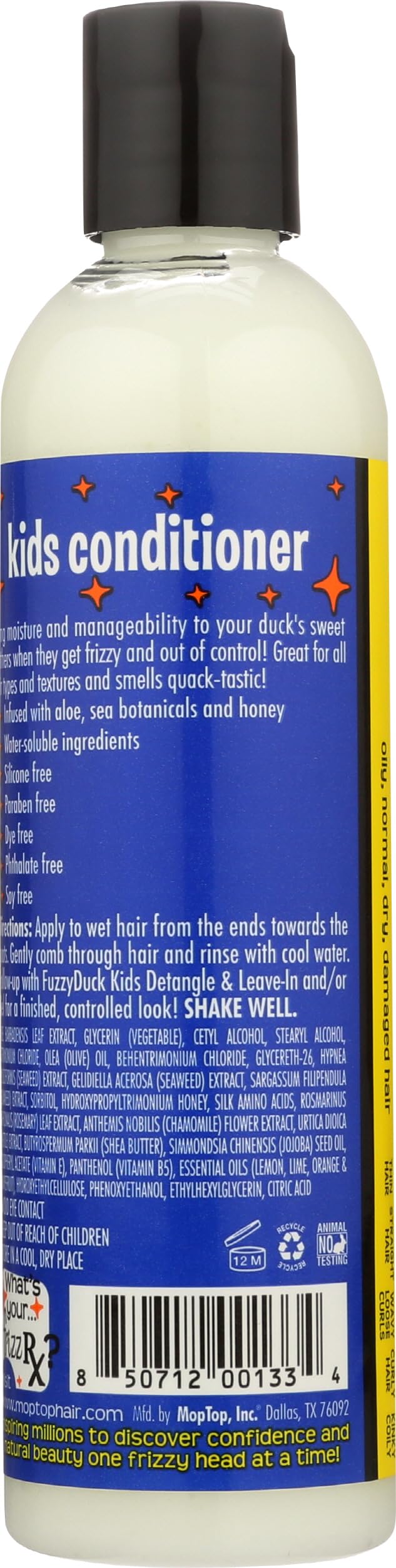 FuzzyDuck Kids Conditioner - Hair Products for Kids Made with Aloe, Sea Botanicals & Honey to Boost Moisture, Frizz Control & Manageability for Silky Beauty & Personal Care FuzzyDuck