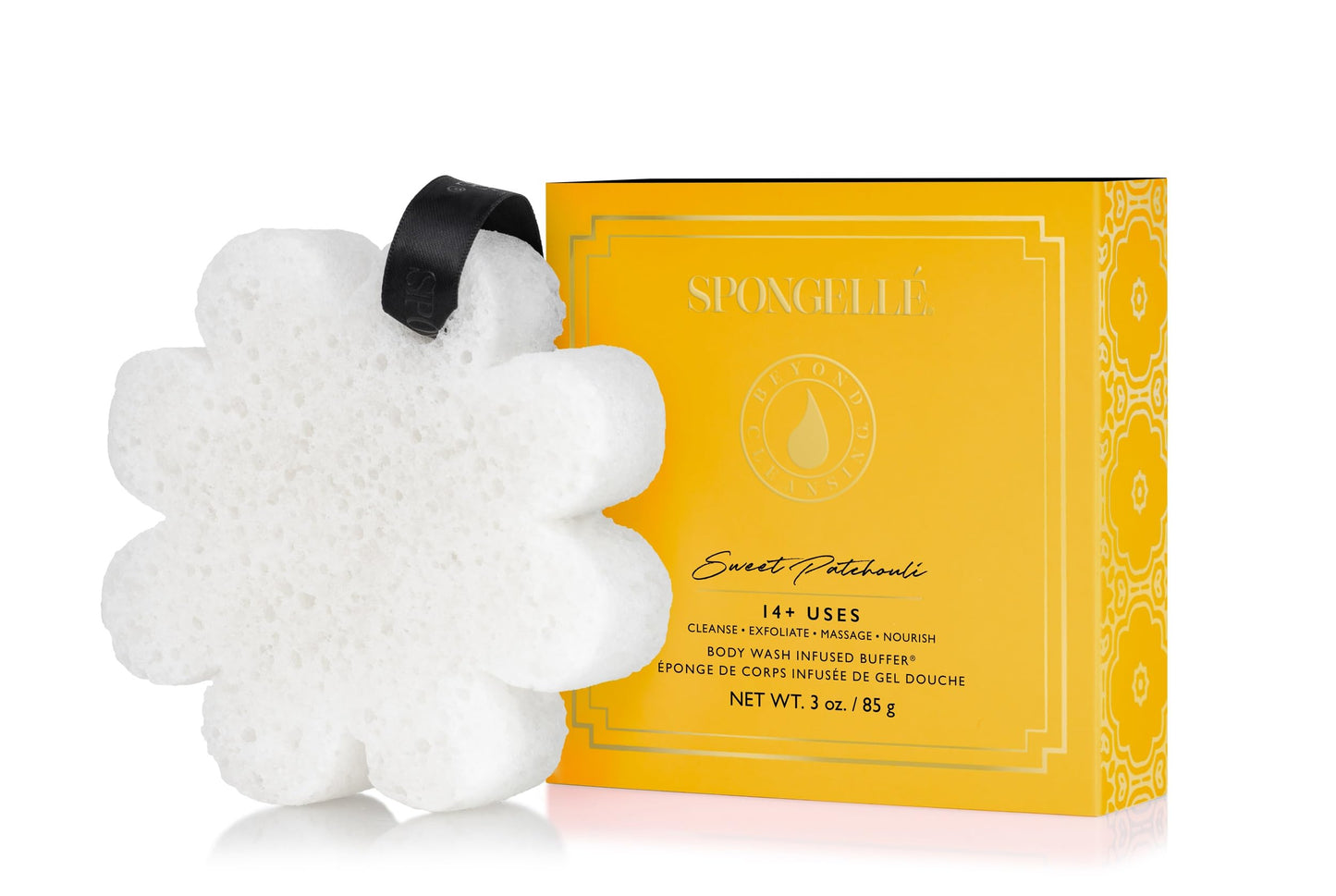 Spongellé Sweet Patchouli Wild Flower Bath Sponge with Box for Mothers Day Gift - Built-in Body Wash & Body Scrubber, Shower Loofah Sponge for Women Beauty and Personal Care SPONGELLÉ