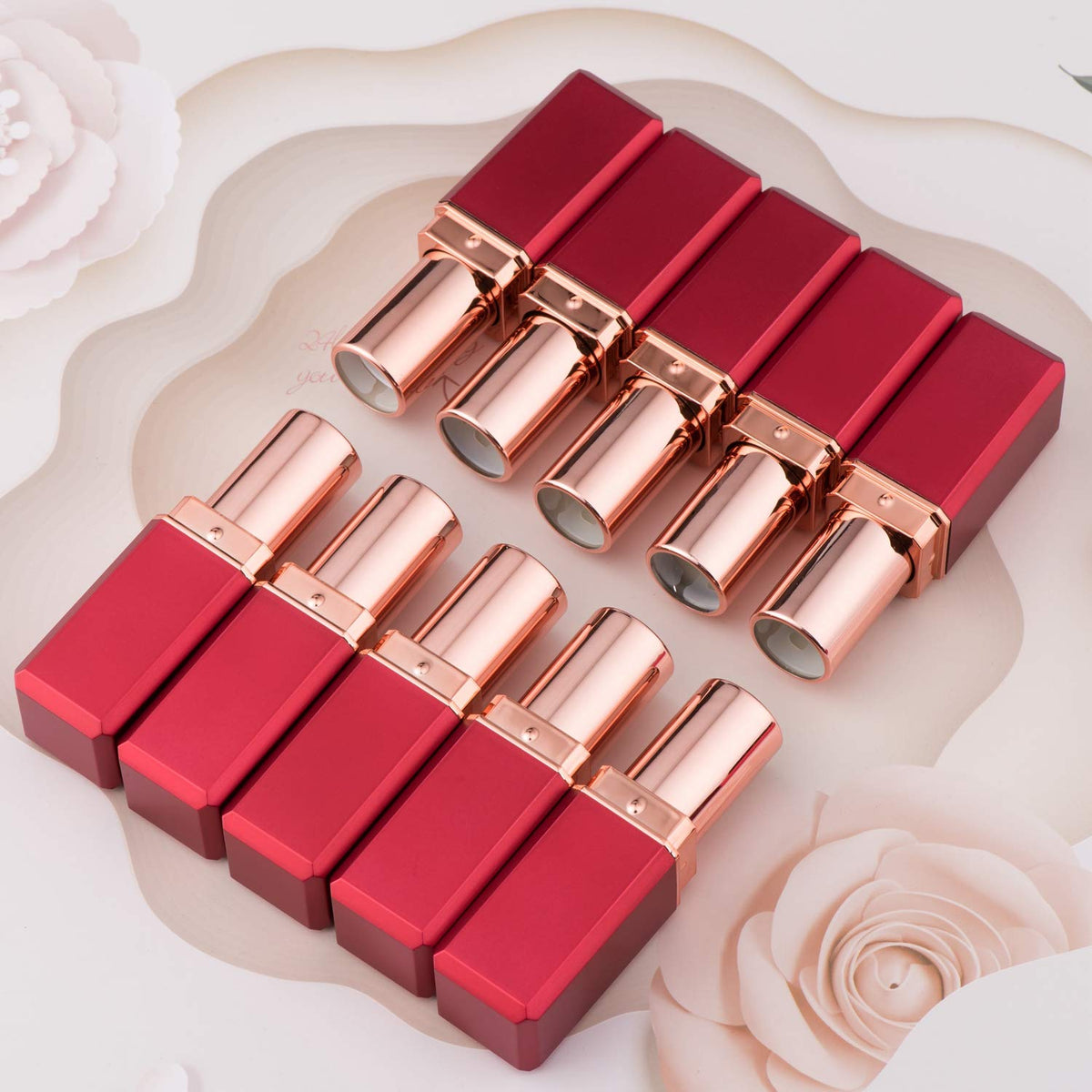 Allwon 10Pcs Red Empty Lipstick Tubes DIY Lip Balm Container (Square Tube) Beauty & Personal Care Allwon