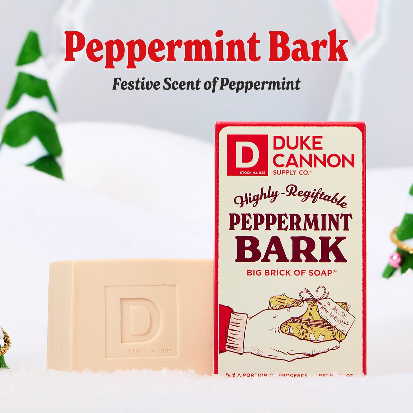Duke Cannon Supply Co. Big Brick of Soap Bar for Men Holiday Edition - Peppermint Bark (Peppermint Scent), 10 oz. (3 Pack) Beauty & Personal Care Duke Cannon Supply Co.