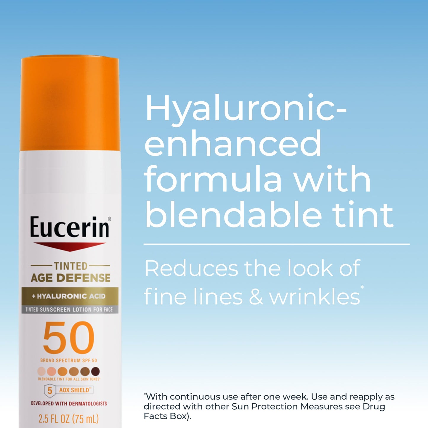 Eucerin Sun Tinted Age Defense Face Sunscreen Lotion SPF 50 with Hyaluronic Acid, Tinted Sunscreen for Face, Blendable Tint for All Skin Tones, Non Beauty & Personal Care Eucerin