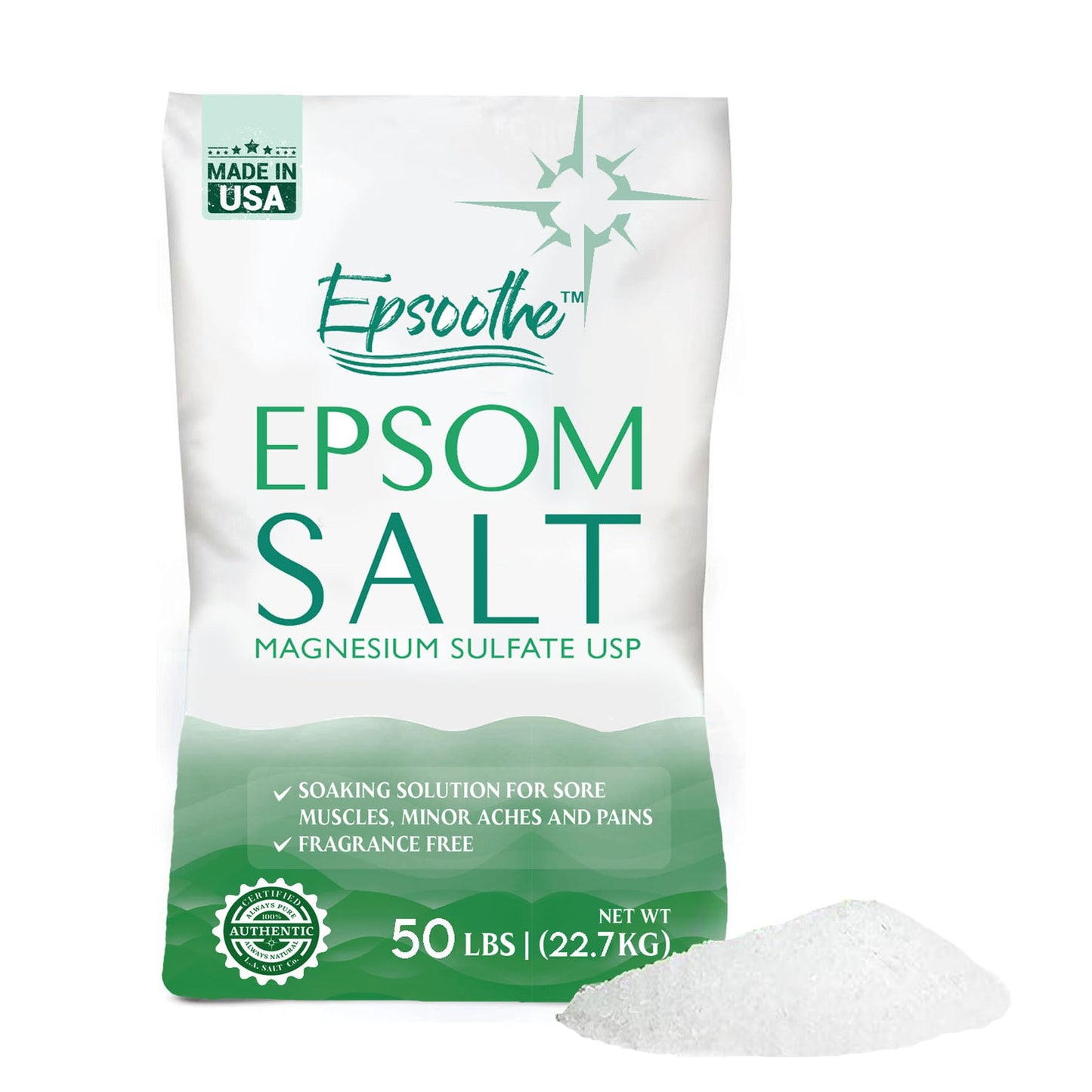Epsom Bath Salt, Magnesium Sulfate USP, Unscented, Fine Grain, 50 Pound Bag (Packaging May Vary) Beauty and Personal Care LA SALT CO