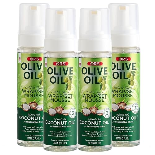 ORS Olive Oil Hold & Shine Wrap Set Mousse Infused with Coconut Oil for Restorative Shine 7 Ounce (Pack of 4) Beauty & Personal Care ORS