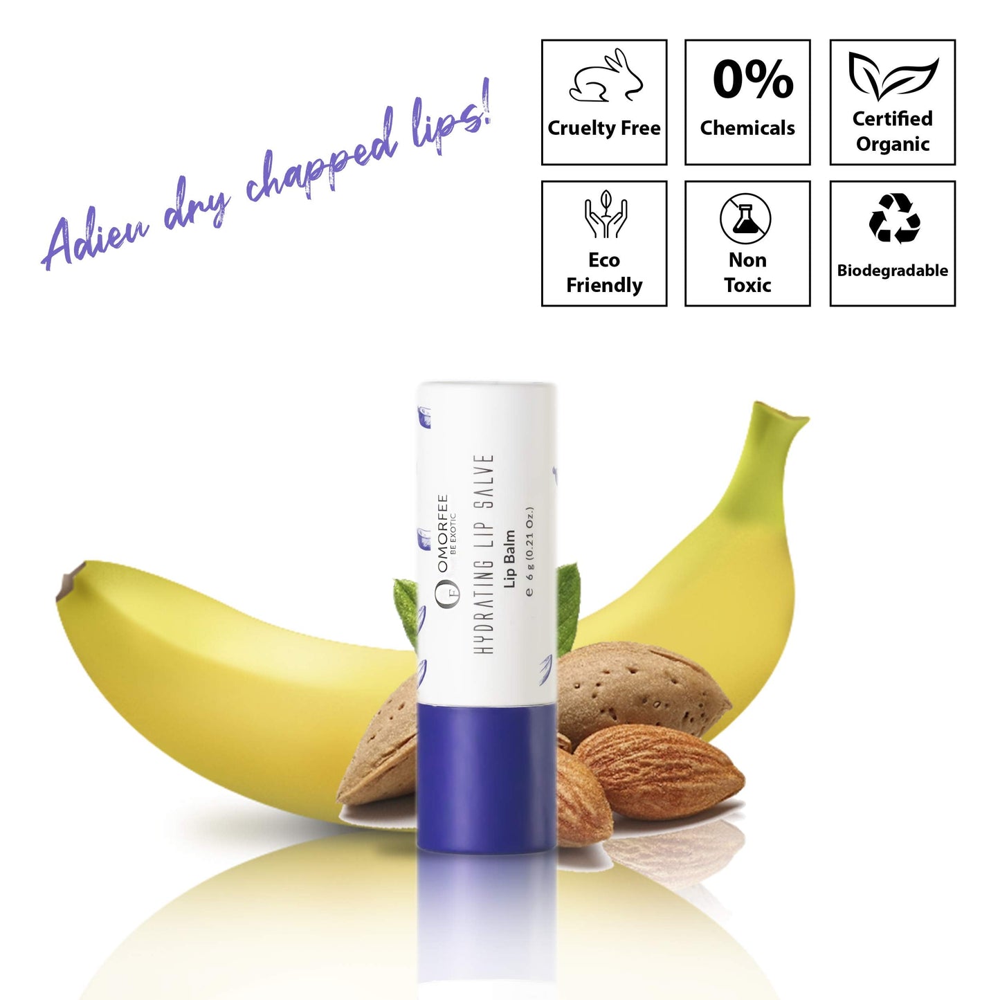 Hydrating Lip Stick by Omorfee for Dry, Chapped Lips - Nourishing Lip Butter for Cracked Lips - Moisturizes & Softens Very Dry Lips - 6g / 0.21 oz Beauty and Personal Care OMORFEE BE EXOTIC OF