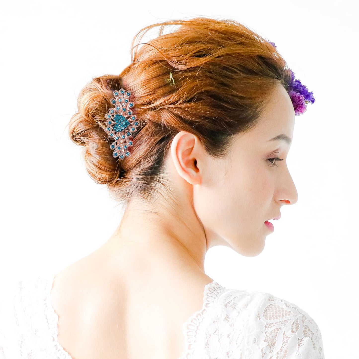 QXUJI 4PCS Crystal Rhinestones Hair Clips, Sparkly Glitter Flower Peacock Hair Barrettes, Metal Spring Hair Pins Snap Accessories, for Women Girls Beauty & Personal Care QXUJI