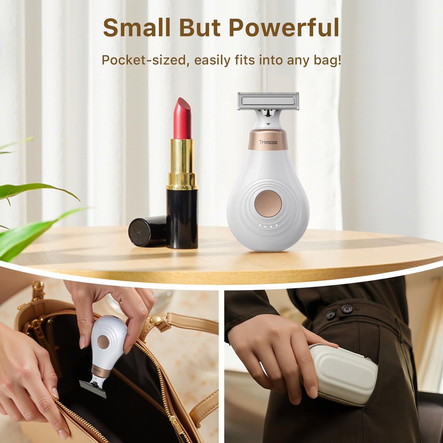 Trimcoo 2026 NEW Bikini Trimmer for Women - Small But Powerful Electric Razors, Intimate Pubic Hair/Lady Facial Painless Removal, USB-C Cordless Body Beauty and Personal Care Trimcoo