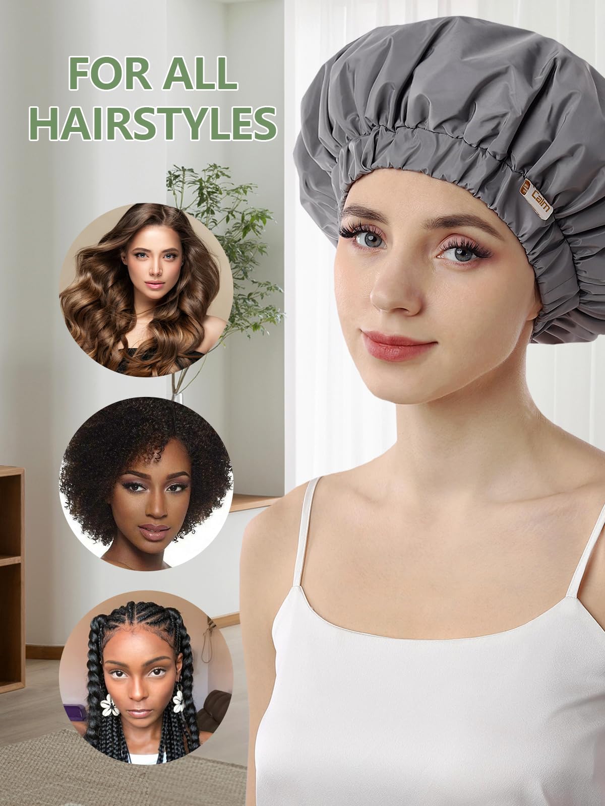 Years calm Reusable Waterproof Shower Caps for Women, Hair Caps for Showers, Double-Layer Elastic Design, for All Hairstyles, Travel-Friendly (grey) Beauty and Personal Care Years calm