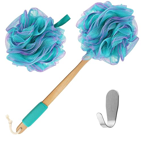 Yoove Bath Pouf with Handle - Body Scrubber Green Loofah for Women - Charcoal Infused Shower Loofah Sponge with Handle - Back Scrubber - Back Shower Beauty & Personal Care Yoove