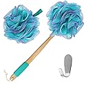 Yoove Bath Pouf with Handle - Body Scrubber Green Loofah for Women - Charcoal Infused Shower Loofah Sponge with Handle - Back Scrubber - Back Shower Beauty & Personal Care Yoove