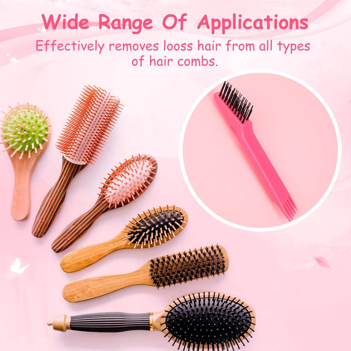 Yaomiao 2 Pcs Hair Brush Cleaner Tool 2-in-1, Pink Hairbrush Cleaner for Removing Hair Dust, Mini Comb for Removing Dirt, Home Salon Use Beauty & Personal Care Yaomiao