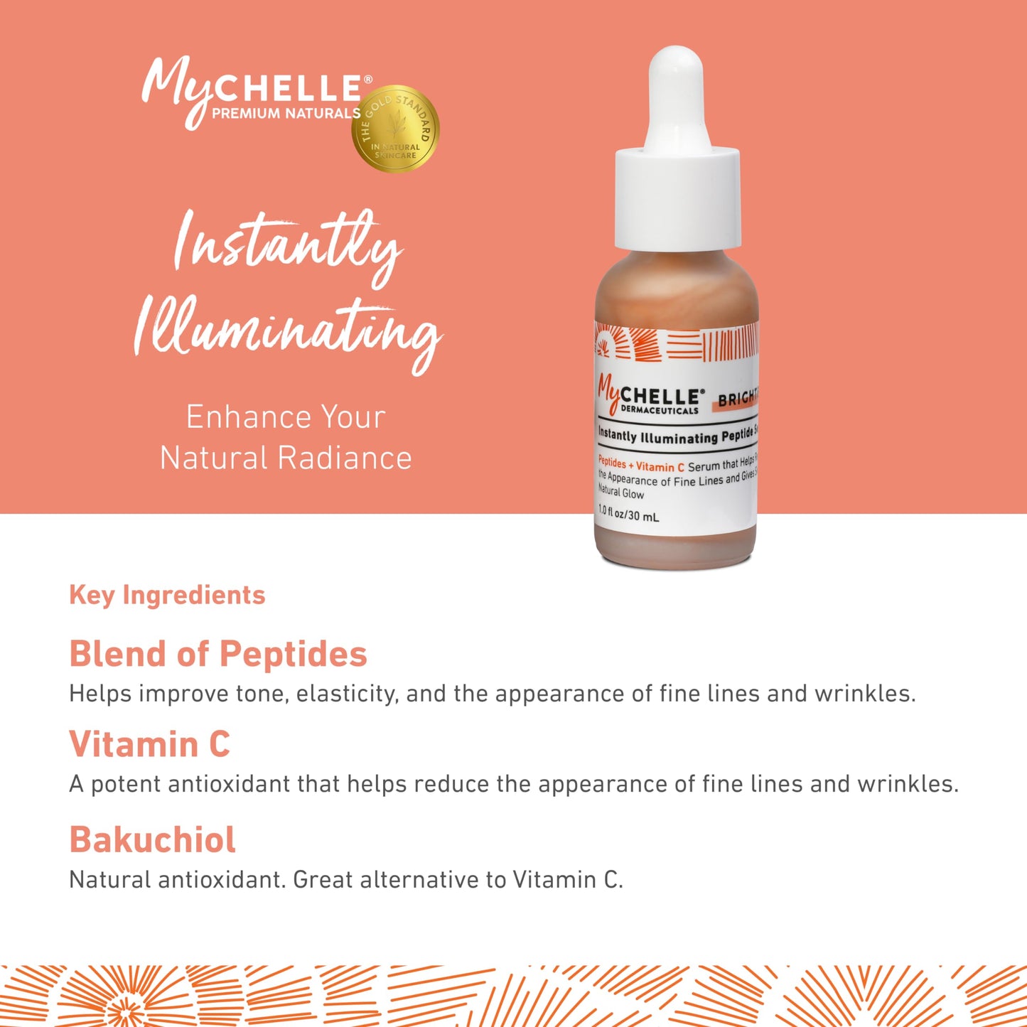 MYCHELLE Instantly Illuminating Peptide Serum, 1 FZ Beauty & Personal Care MyChelle Dermaceuticals