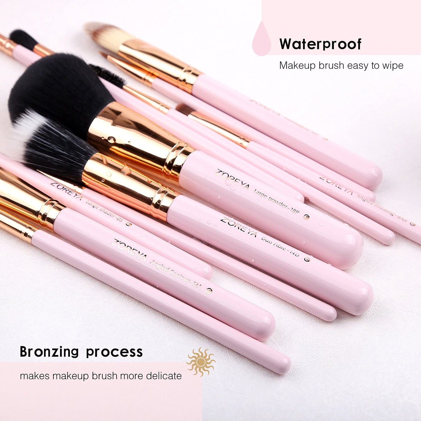 Z'OREYA Makeup Brush Set 12pcs Pink Synthetic Makeup Brushes Travel Set With Holder Makeup Brush Organizer Foundation Powder Contour Blush Eye Beauty & Personal Care Z'OREYA