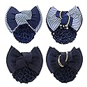 iRIIRIO 4pcs Women Hair Clip with Bowknot Hair Bun Cover Barrettes Net Snood Hairnet Bow Bow-knot Decor Hair Clip Hairnet for Ladies(Blue) Beauty & Personal Care iRIIRIO