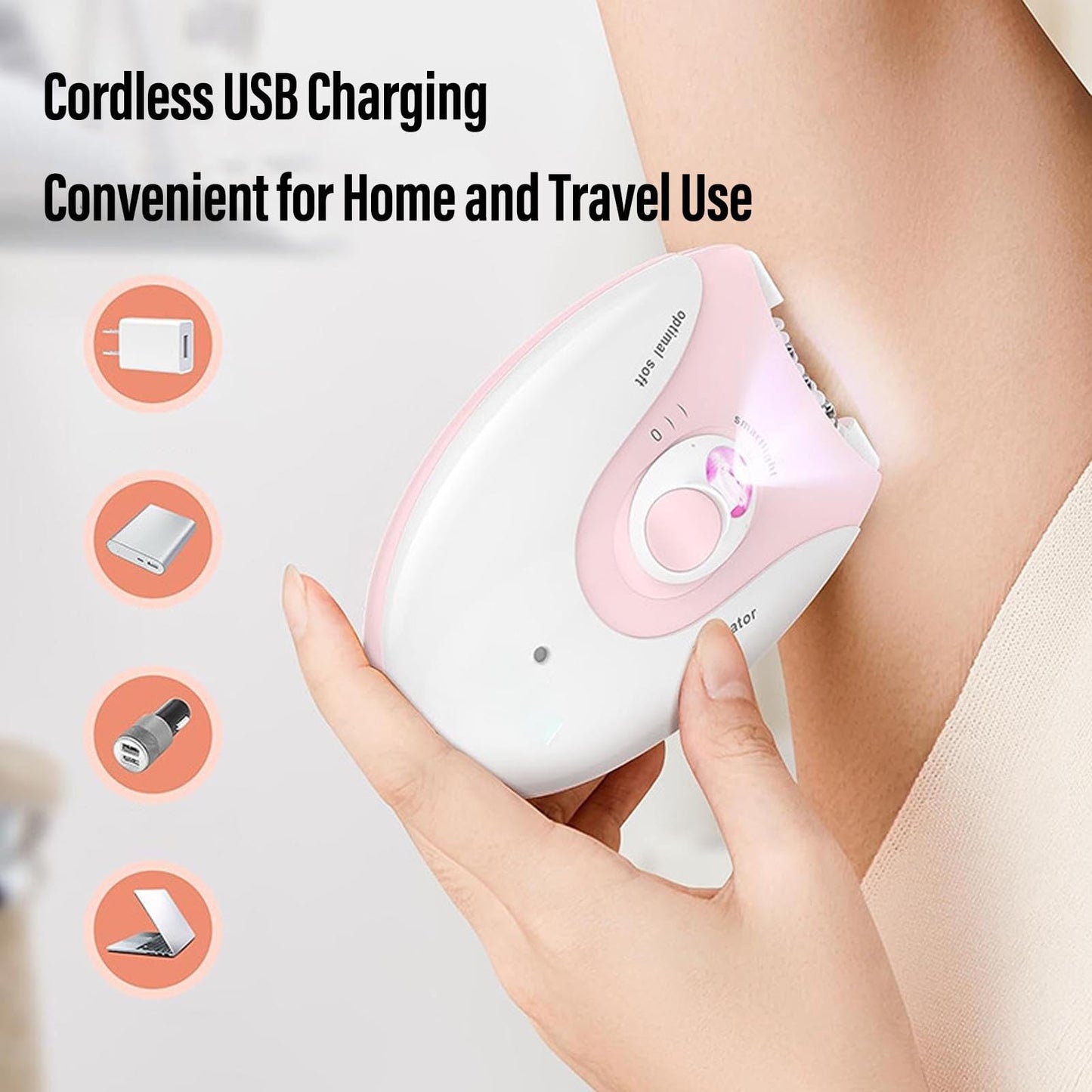 ZJchao Epilator for Women LED Light Hair Removal Device 2 Speed Settings USB Rechargeable Cordless Electric Epilator for Bikini Legs Arms ABS Material Beauty and Personal Care ZJchao