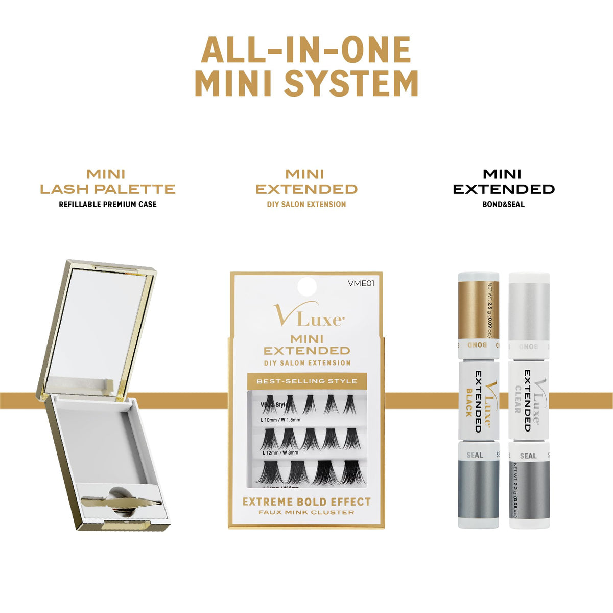 VLuxe Mini Lash Palette with Mirror & Tweezer Applicator, Luxury Lash Cluster Organizer Holder for Eyelash Extension & Fake Lash, Travel Storage Case