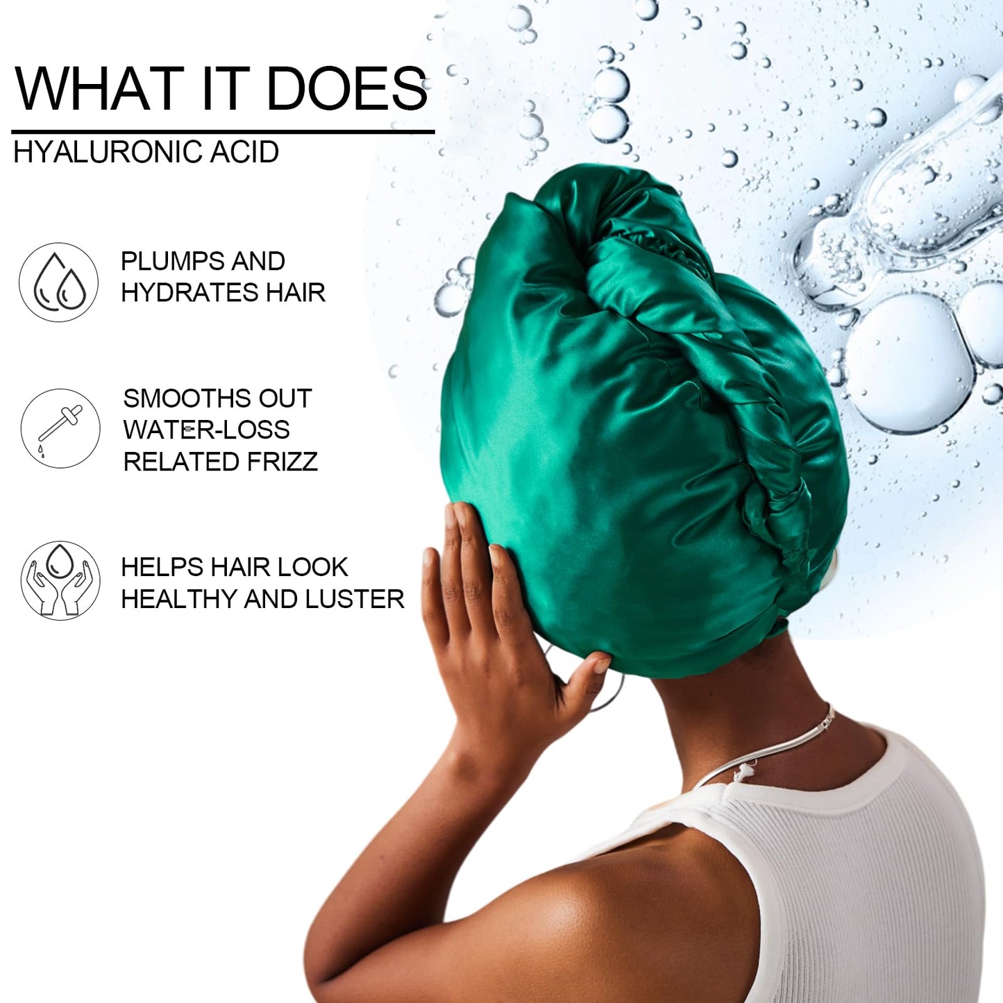 PROMEED Hydrating Silk Hair Wrap with Hyaluronic Acid, 100% 23 Momme Mulberry Silk Turban for Dry Hair and Frizzy Hair, Grade 6a+ Silk Bonnet for Hair Beauty and Personal Care PROMEED