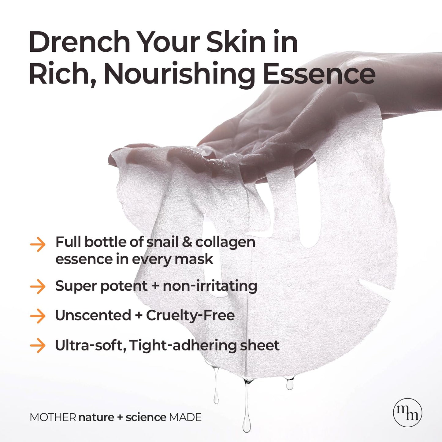 MOTHER MADE Glowing Glass Skin Hydrating Snail Deep Collagen Face Masks 10 EA, with Niacinamide 2%, Vitamin E, Facial Masks for Dry, Sensitive Skin Beauty & Personal Care MOTHER MADE
