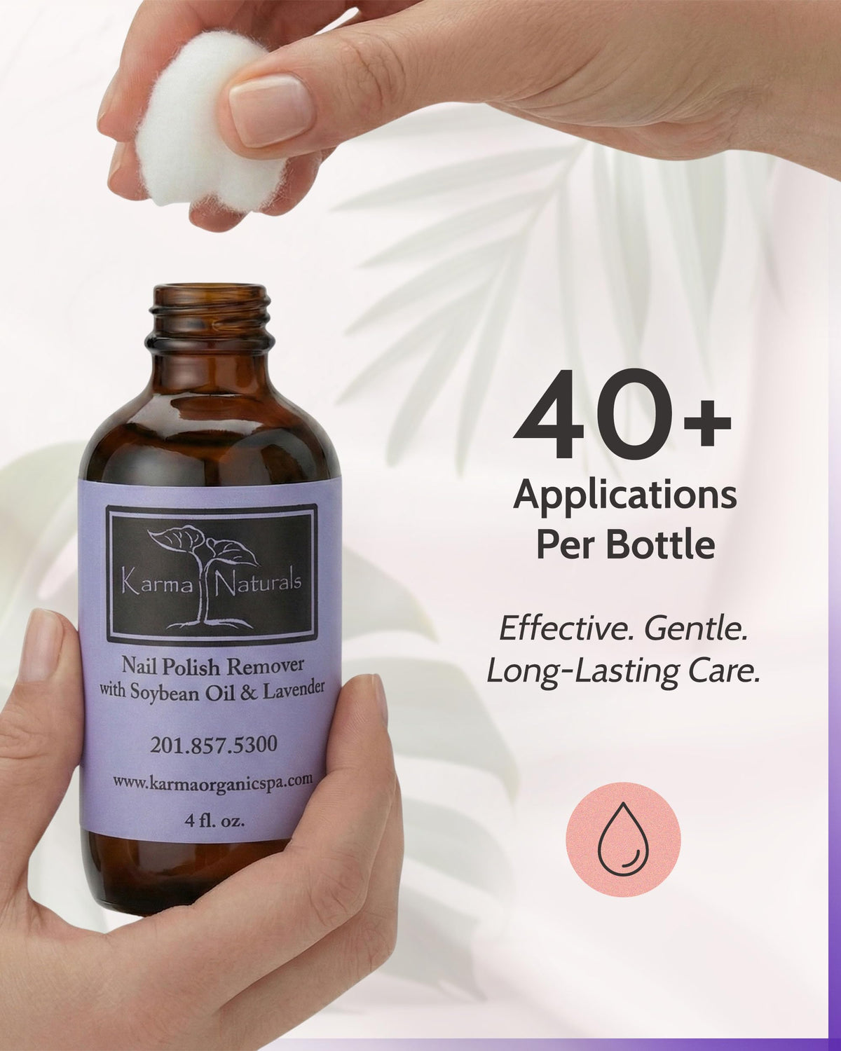 Acetone Free Nail Polish Remover with Soybean Oil & Lavender Oil - Vegan, Non-Toxic Nail Polish Remover for Nails Non Drying Liquid, 4 fl oz by Karma