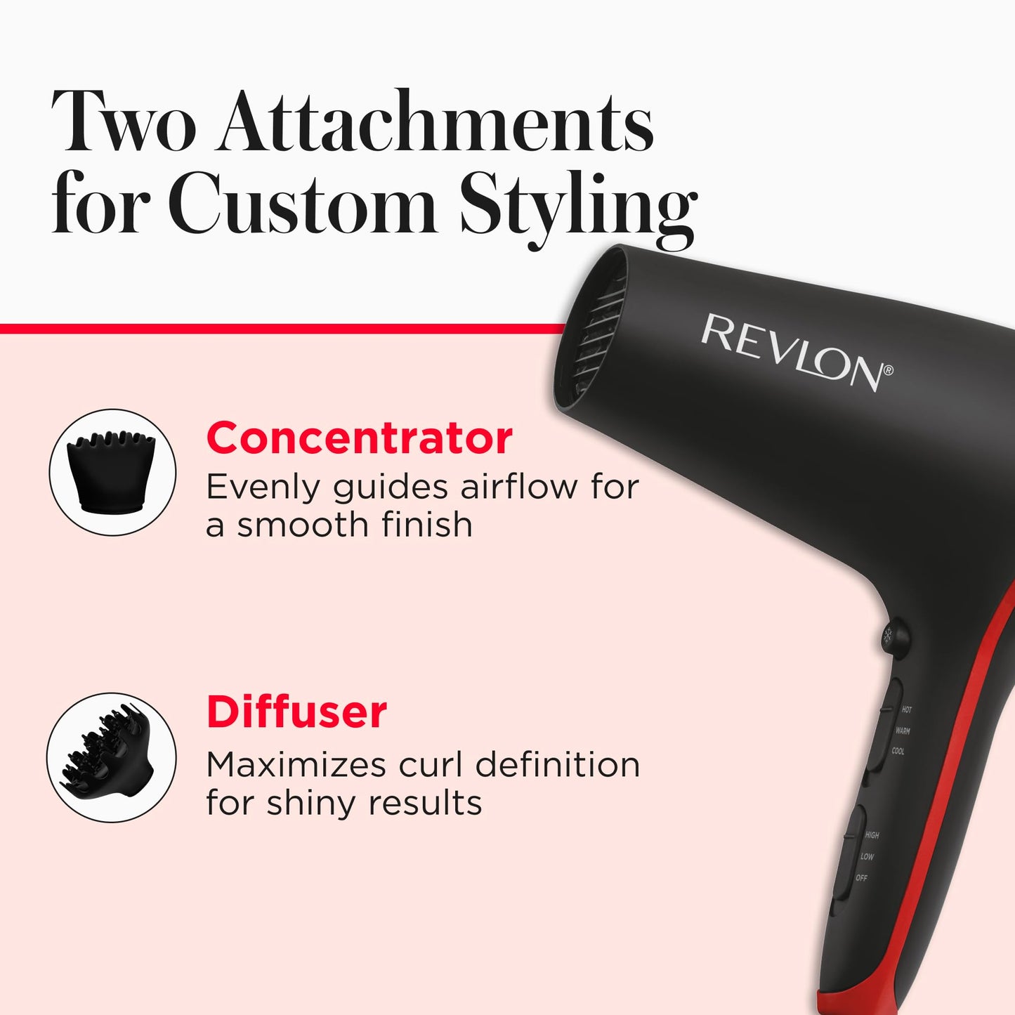 REVLON SmoothStay Coconut Oil Infused Hair Dryer with Diffuser & Concentrator - Ionic Ceramic Blow Dryer for Frizz Control, Shine, Smoothness Beauty & Personal Care REVLON