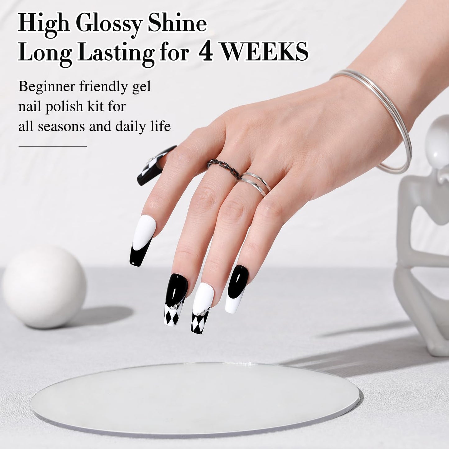 Double Rhythm 2 Pcs 15ml UV Gel Polish Set Pure White And Black Color Gel Nail Polish Kit Nail Art Salon DIY (2-A1015+A1093) Beauty and Personal Care Double Rhythm