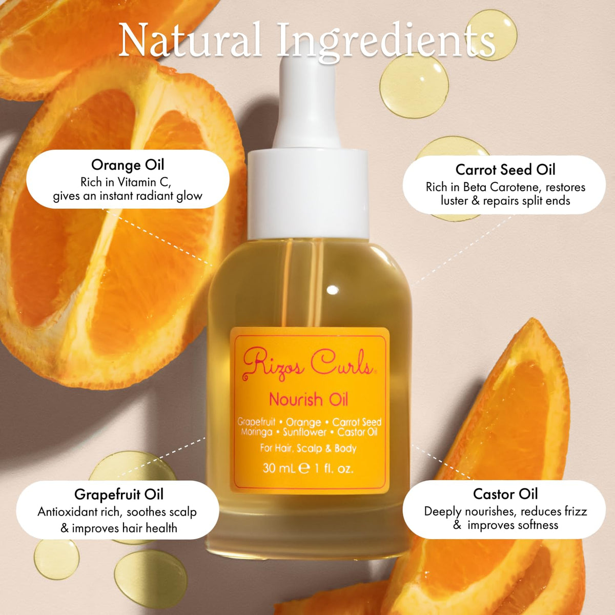 Rizos Curls Nourish Oil - Strength & Frizz Control - Improve Split Ends & Repair Dry Brittle Hair - Smooths & Hydrates All Hair Types Straight, Wavy Beauty & Personal Care Rizos Curls
