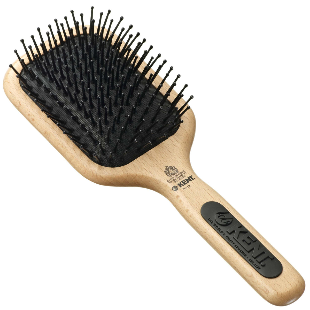 Kent PF18 Medium Cushion Paddle Brush - Detangling for Fine, Long, Thick and Curly Hair, Scalp Massager and Growth Stimulator, Wet or Dry Use. Made in