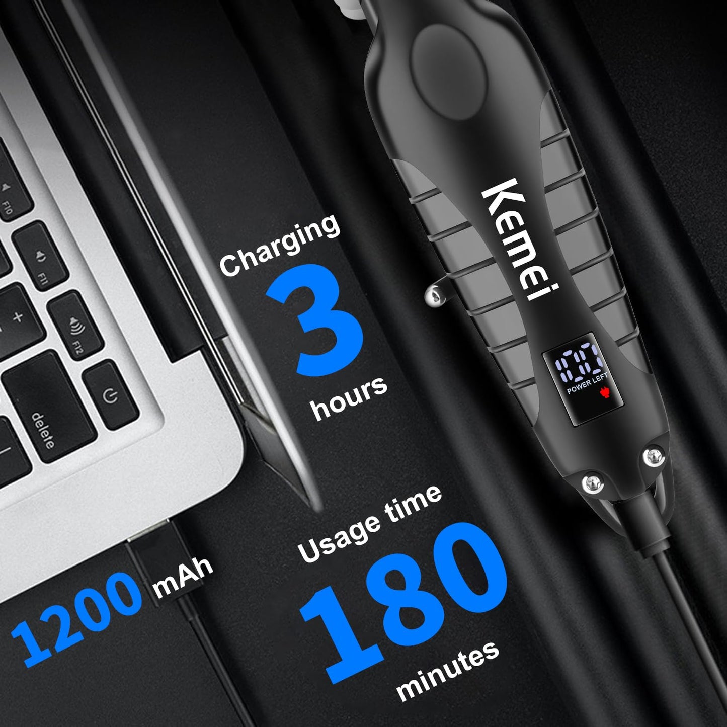 KEMEI Trimmer Professional Cordless Hair Clipper for Men Electric Beard Trimmers Barber Hair Cuttings Kit, Zero Gapped T Blade Trimmers with LCD Beauty and Personal Care KEMEI