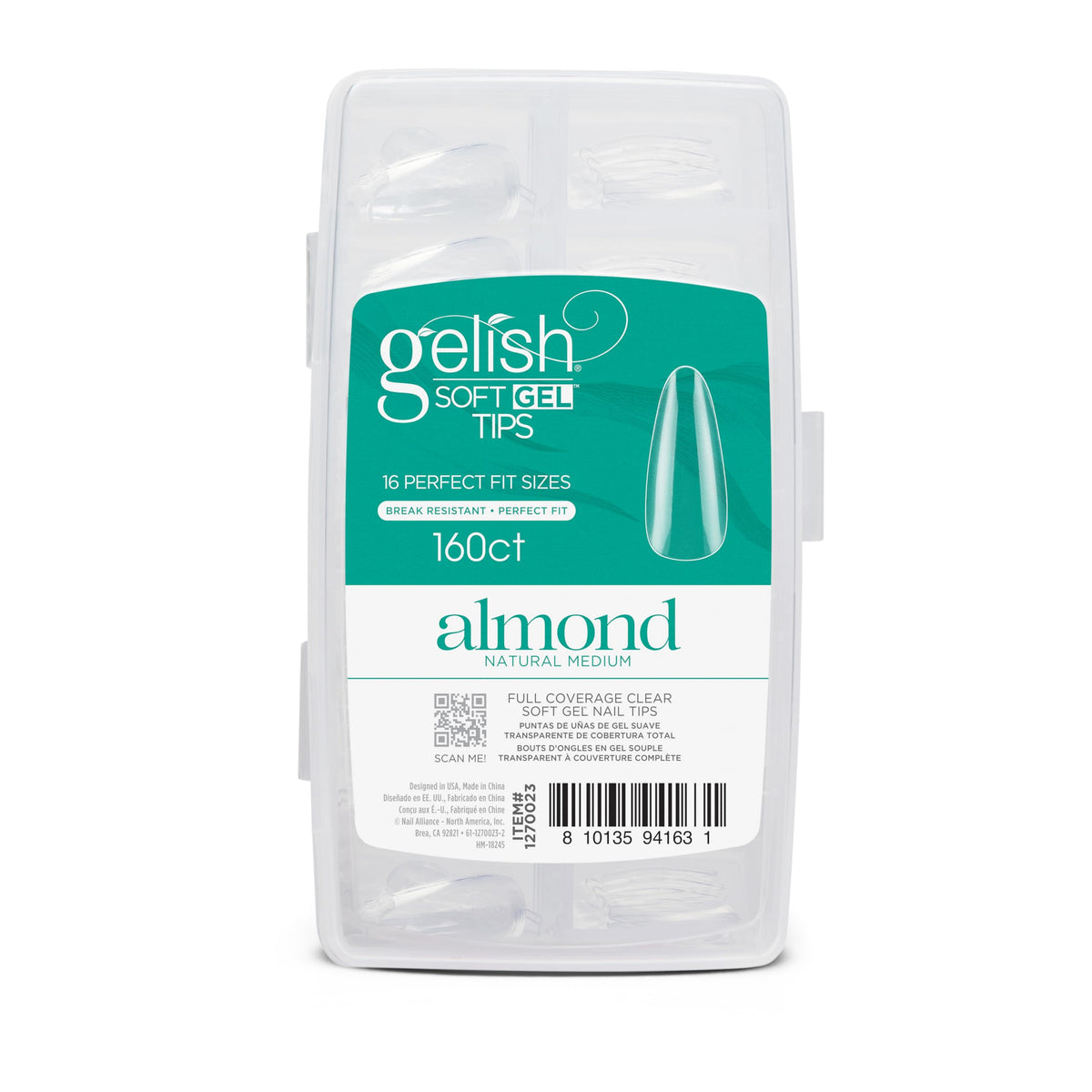 Gelish Soft Gel™ Tips Press on Nails Extension - Medium Almond Natural, 160 Count