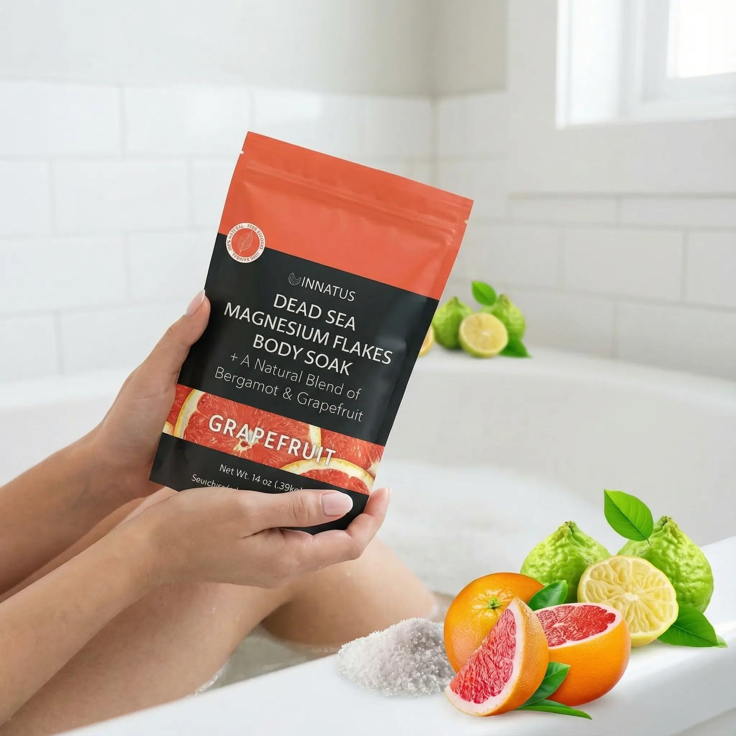 Pure Dead Sea Magnesium Flakes Clarity Soak - Relaxing & Replenishing 14oz Bath Soak - Infused with Infused with Natural Oils for Muscle Recovery Beauty and Personal Care INNATUS