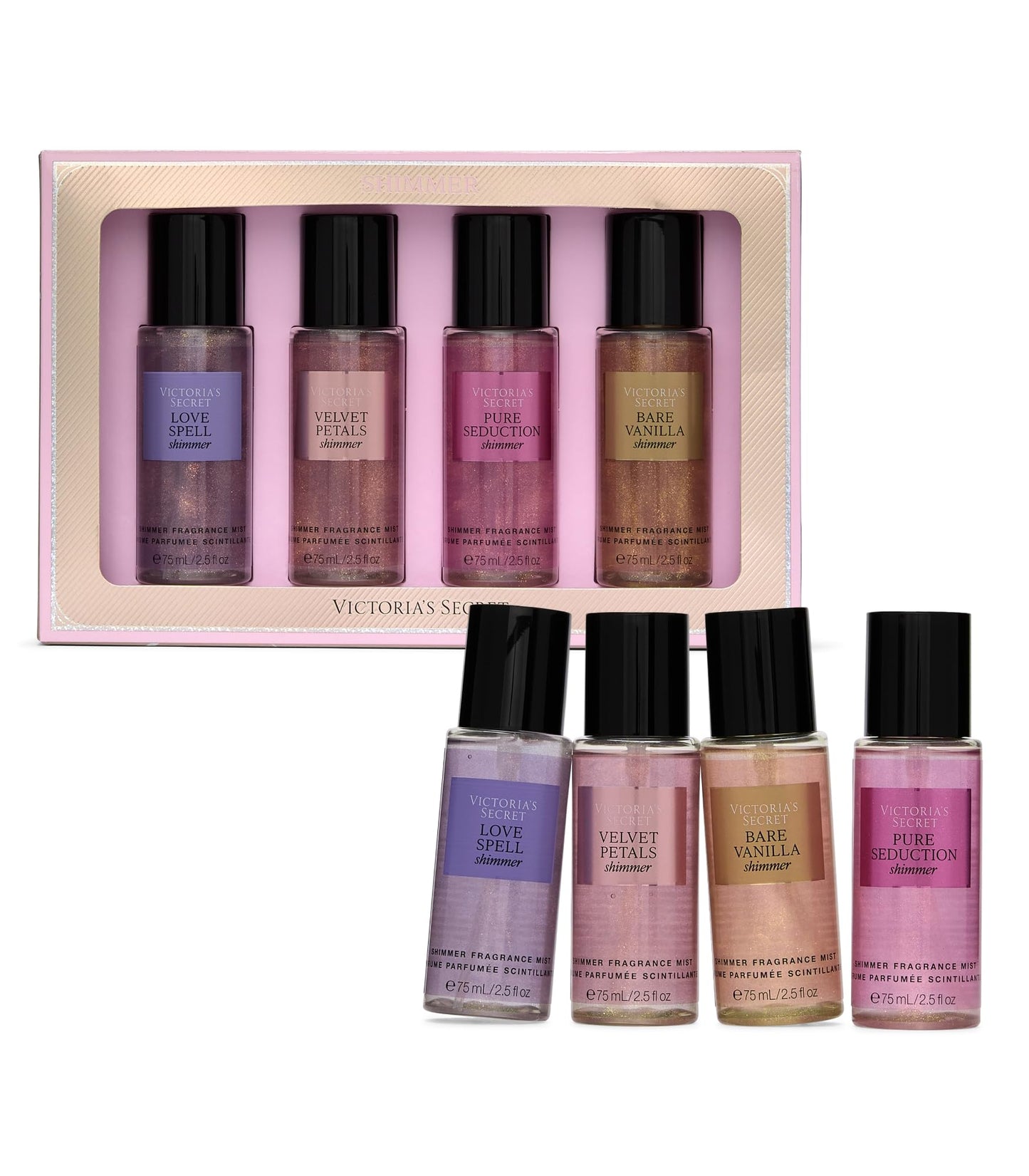 Victoria's Secret Fragrance Mist Collection 4 Piece Shimmer Mini Gift Set, Assorted Scents Beauty and Personal Care Victoria's Secret