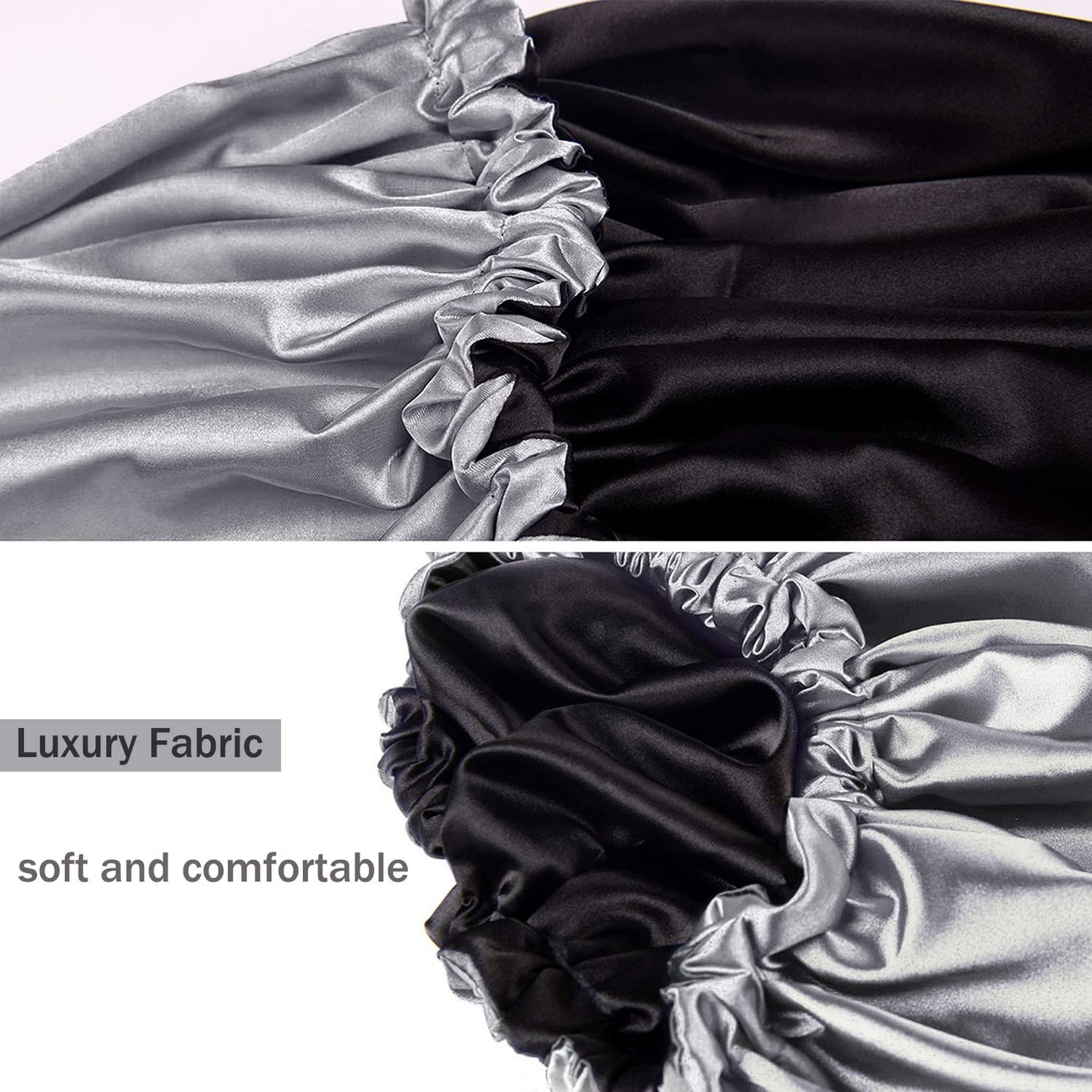 Shower cap for women,Luxury Silk Lined Shower Cap, Machine Washable, Adjustable Size & Reusable,Large Satin Shower Cap for all hair-gray Beauty & Personal Care Amamba