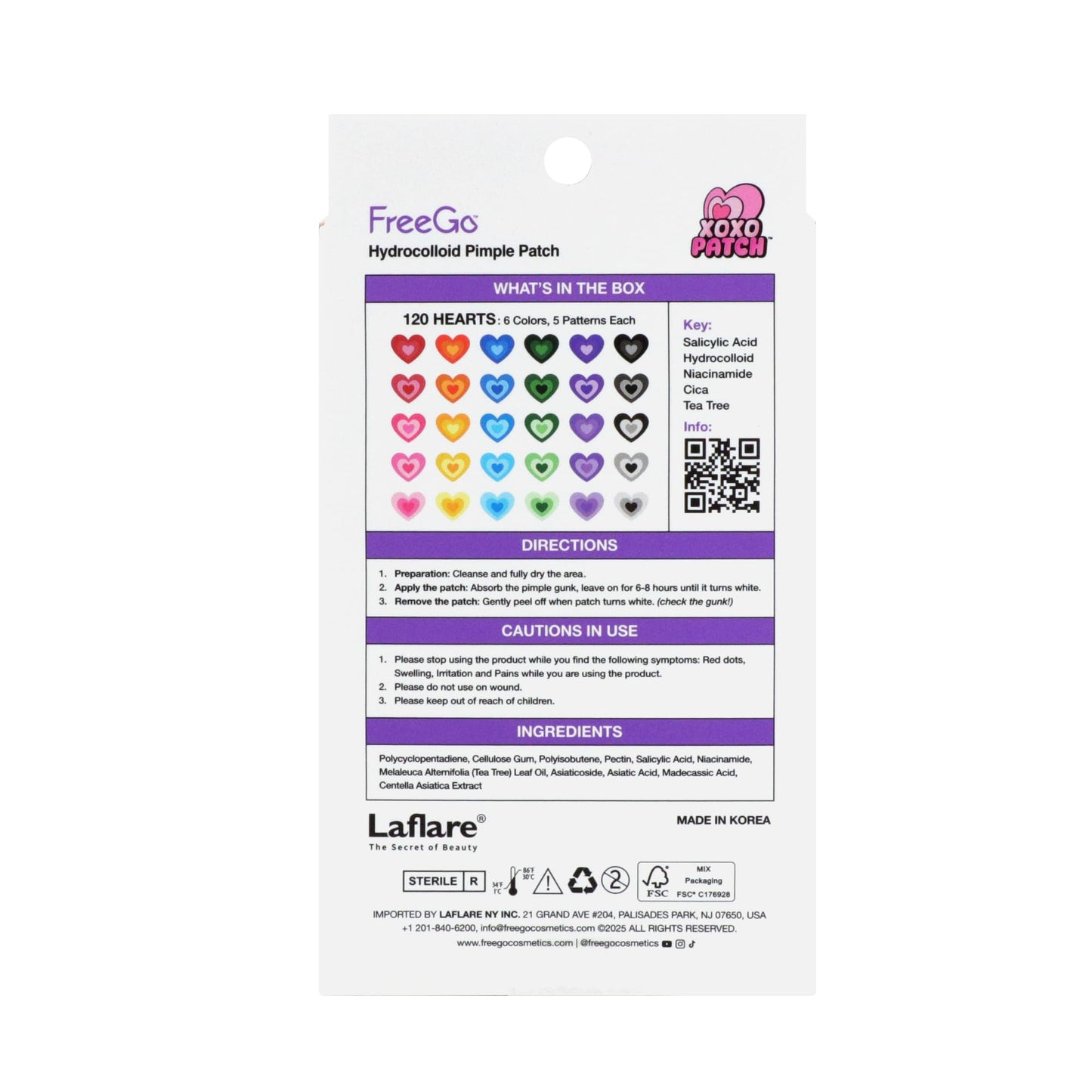 FreeGo XOXO Hydrocolloid Pimple Patch 120 Counts | Cute Colorful Heart Shape | Salicylic Acid, Niacinamide, CICA, Tea Tree | Made in Korea Beauty & Personal Care FreeGo