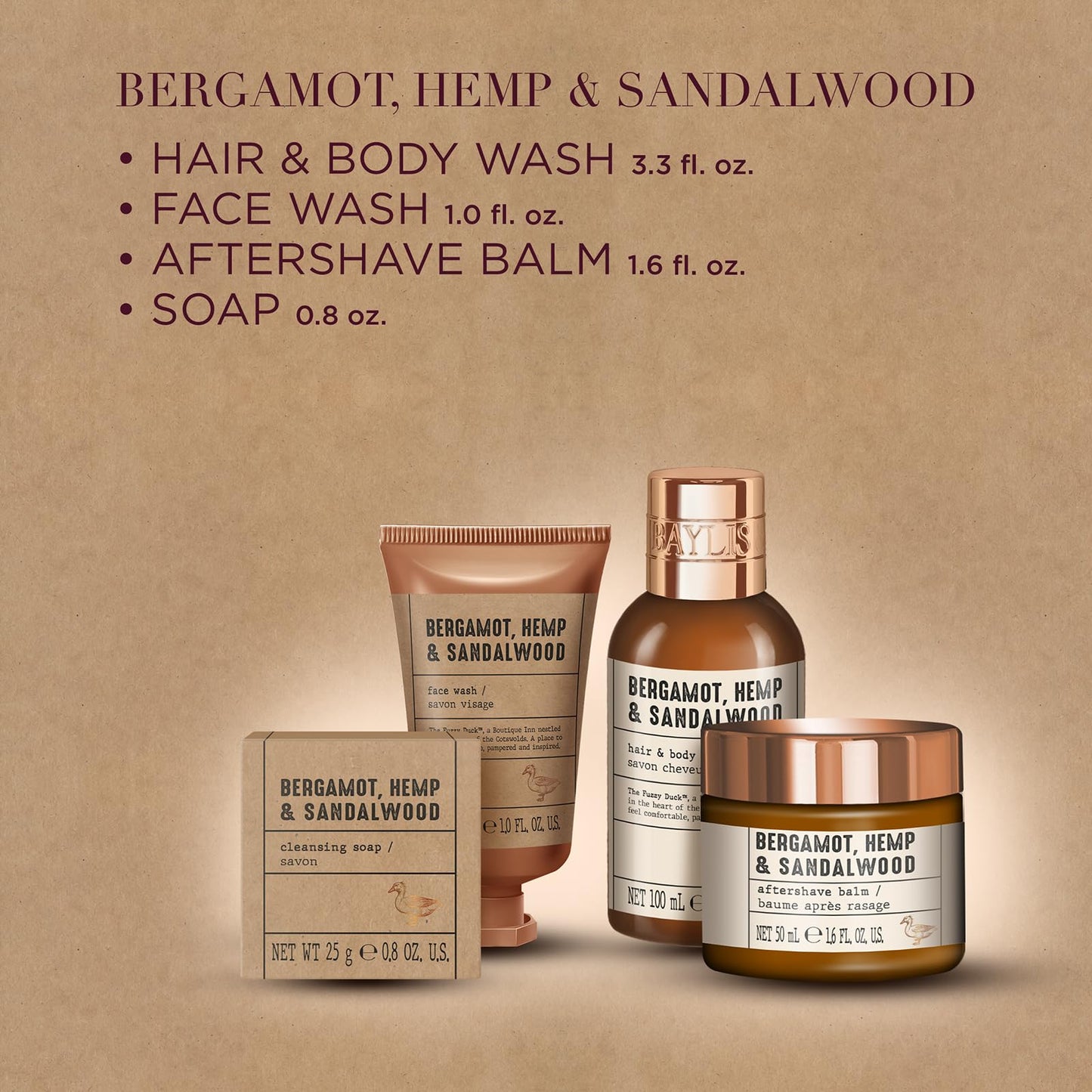 Baylis & Harding The Fuzzy Duck Bergamot, Hemp & Sandalwood Men's Luxury Grooming Tin Gift Set For Men - Vegan Friendly Beauty & Personal Care Baylis & Harding