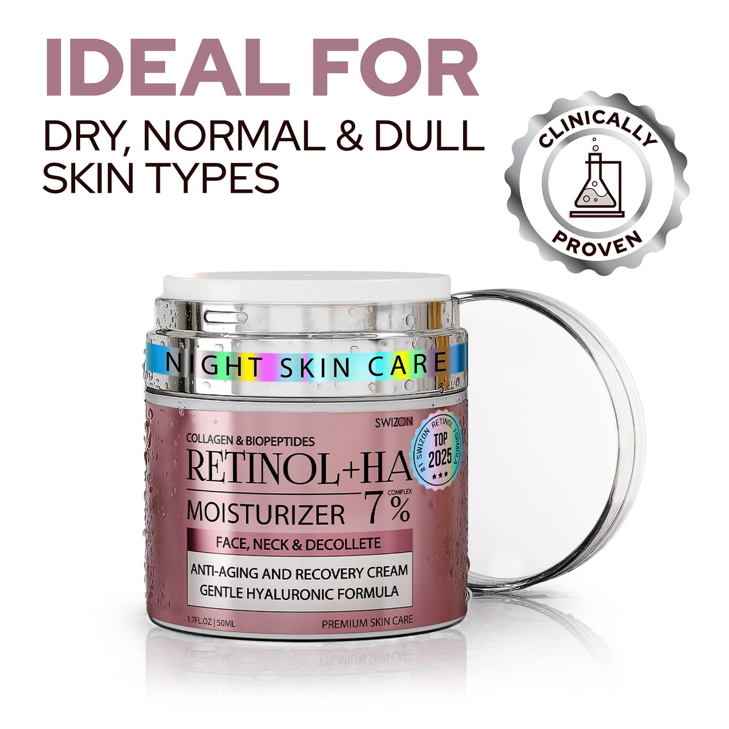 Retinol Face Cream - Premium Anti-Aging Moisturizer w/Collagen, Hyaluronic & Centella for Youthful Radiance - Firming, Tightening & Hydrating Skincare Beauty & Personal Care SWIZON