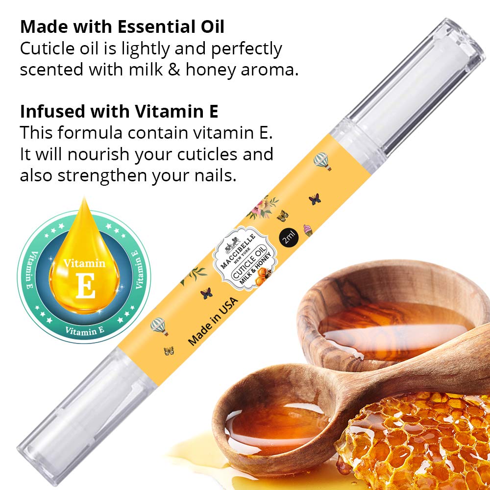 Maccibelle Milk & Honey Pure Cuticle & Nail Oil Pen 2ml Heals Dry Cracked Cuticles. Beauty & Personal Care Maccibelle