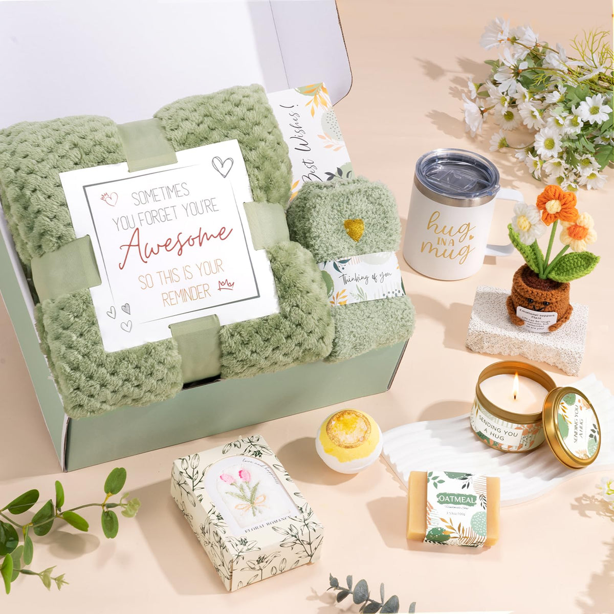 Get Well Soon Gift Baskets for Women, Sending Warmth Gift, Self Care Gifts, Spa Care Package After Surgery Inspirational Thinking of You Sympathy Beauty and Personal Care Victdom