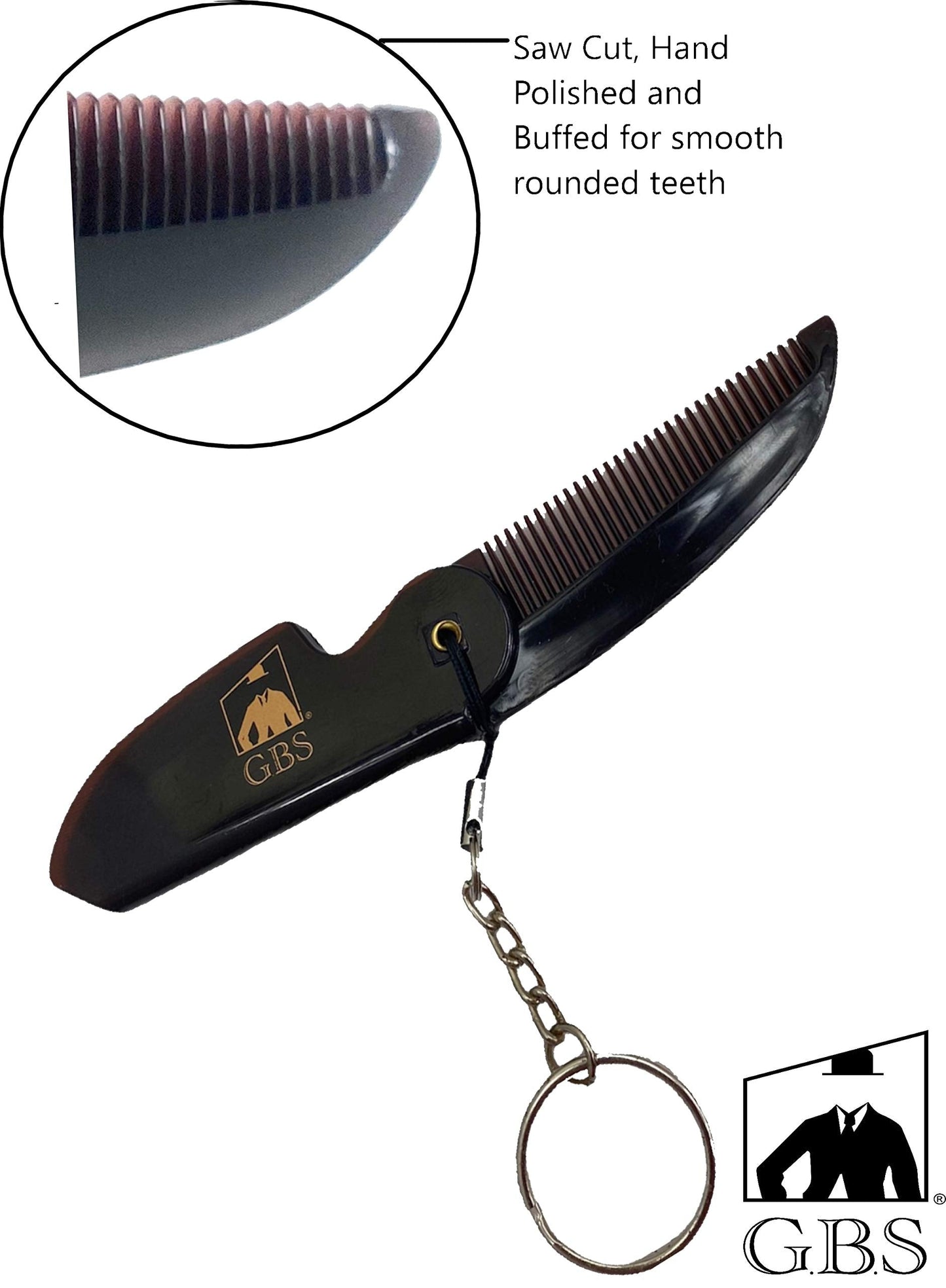 GENTS Folding Pocket Comb for Men - Travel Beard Mustache Hair Grooming Keychain Accessory Handmade Beauty & Personal Care G.B.S