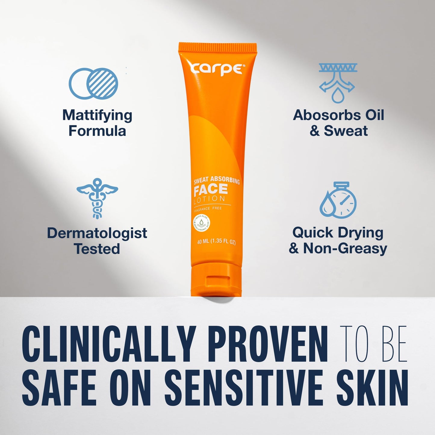 Carpe Sweat Absorbing Face Lotion for Oily Skin Control, Mattifying Face Lotion with Moisturizing Hyaluronic Acid and Squalane, Fragrance Free, 1.35 Beauty and Personal Care Carpe